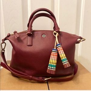 Tory Burch Shiaz Satchel Corossbody Rainbow Tassel Purse
